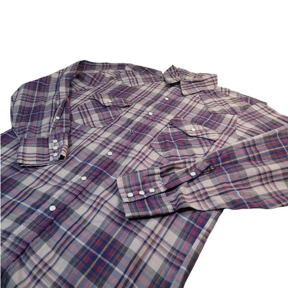 Saddle King Western Pearl Snap Shirt Men’s L VTG Plaid Long Sleeve • READ - Picture 2 of 5